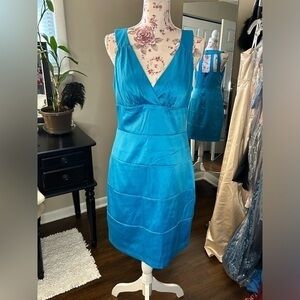 🎉Bisou Bisou Caribbean Blue New Years Holiday Cocktail Party Dress 10 Large